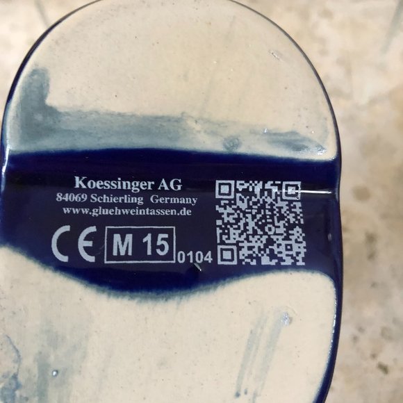 Koessinger AG Mug Boot Schierling Christmas Festive Blue Germany Lot 2 New - Picture 9 of 10